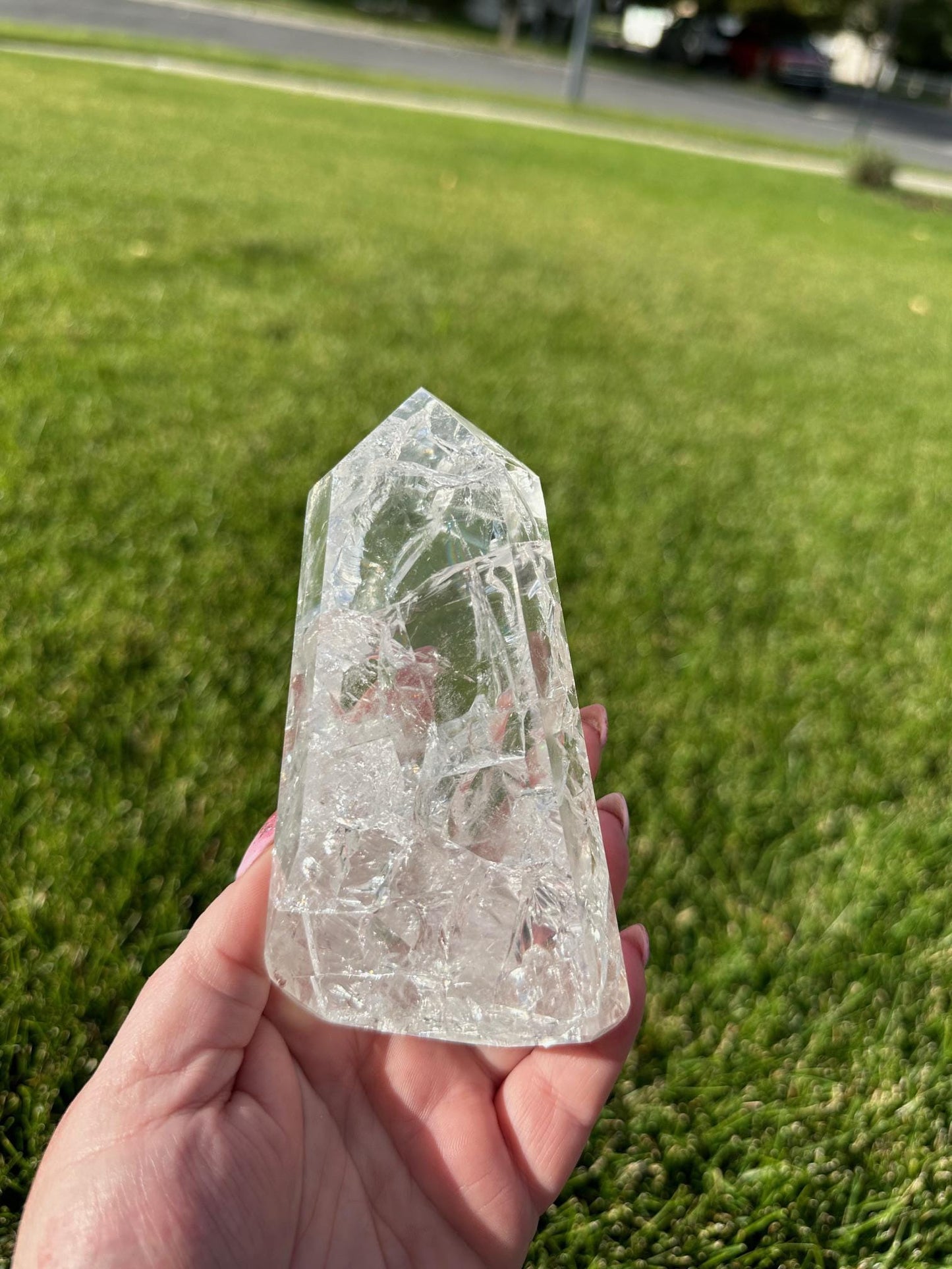 Stunning 5" Crackle Quartz Tower - 1lb 2oz of Light, Energy, and Transformation