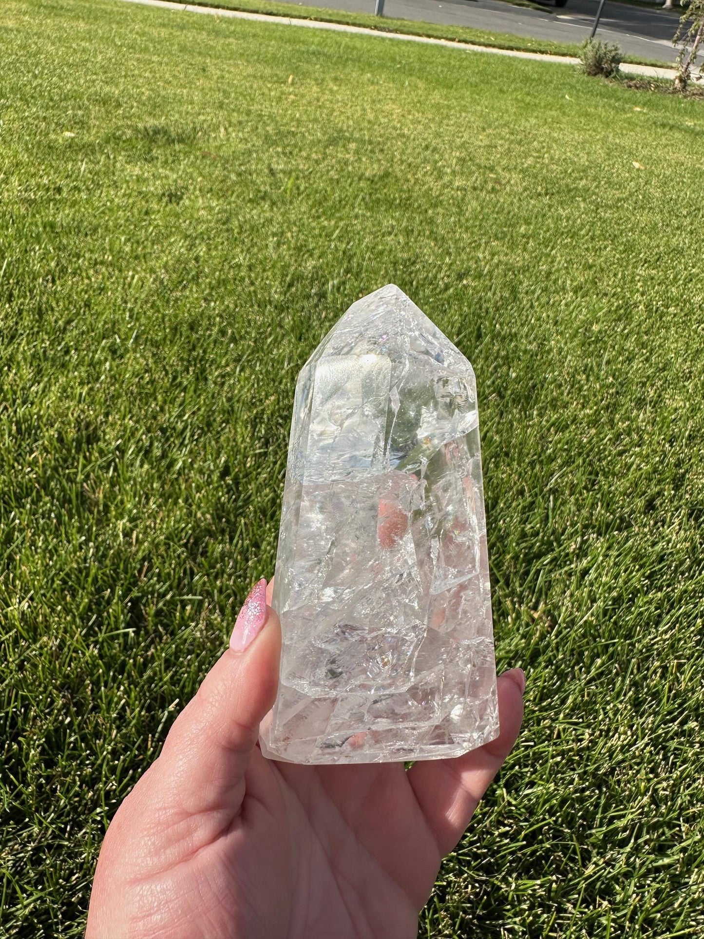 Stunning 5" Crackle Quartz Tower - 1lb 2oz of Light, Energy, and Transformation