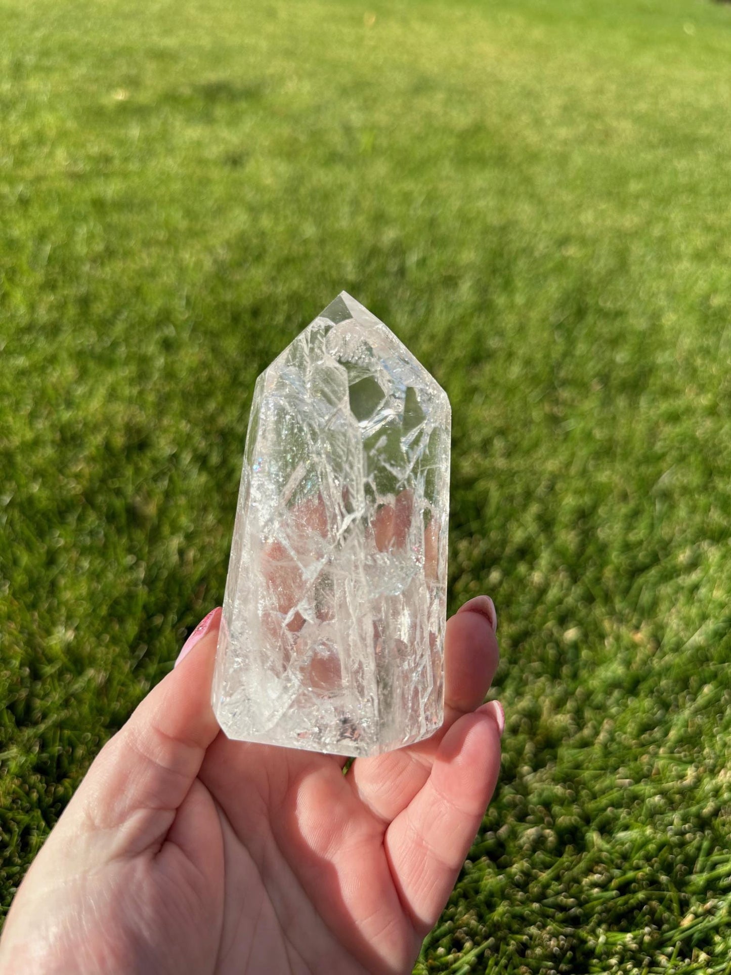 Gorgeous 4" Crackle Quartz Tower - 10oz of Light, Energy & Transformation