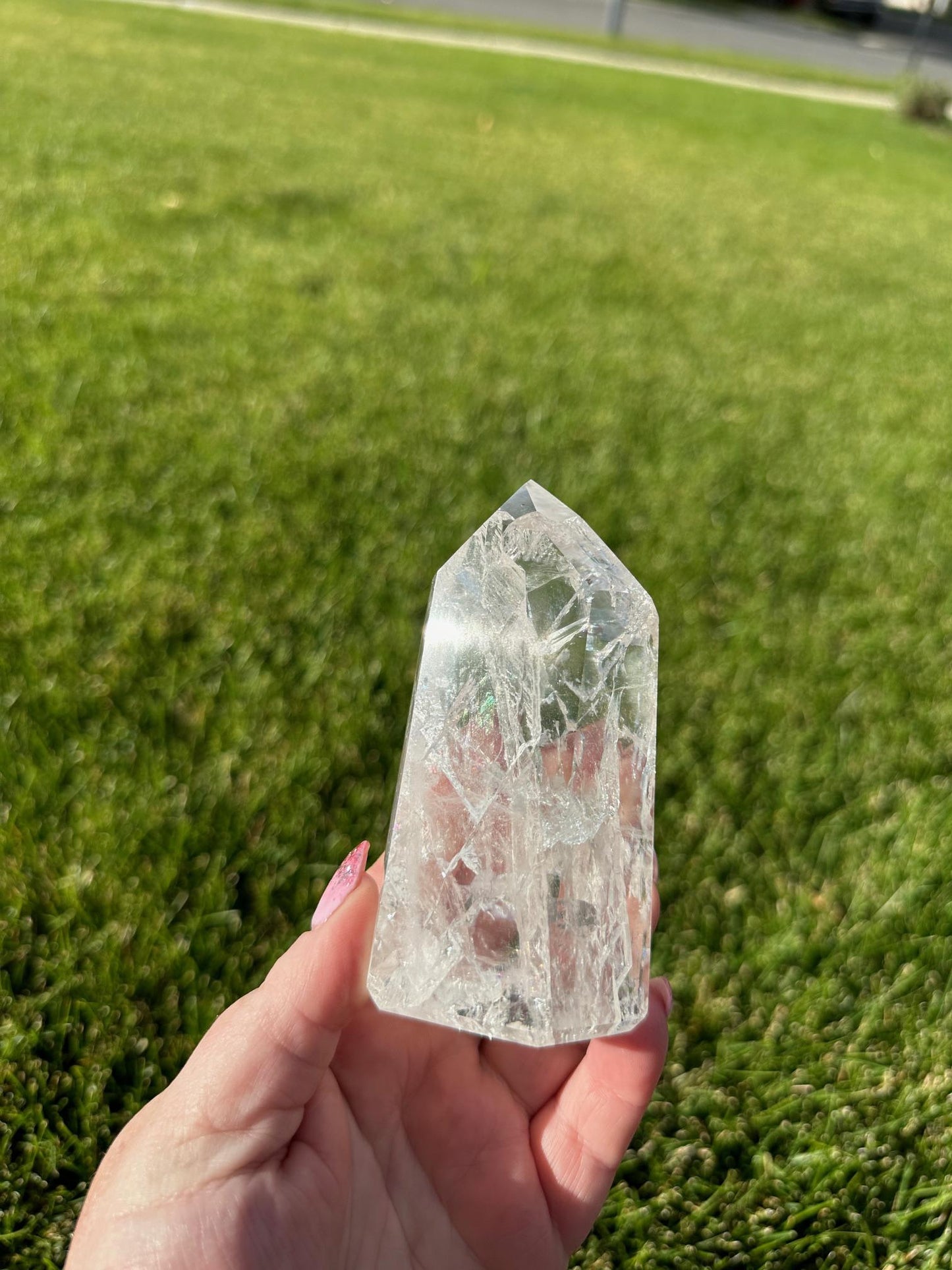 Gorgeous 4" Crackle Quartz Tower - 10oz of Light, Energy & Transformation