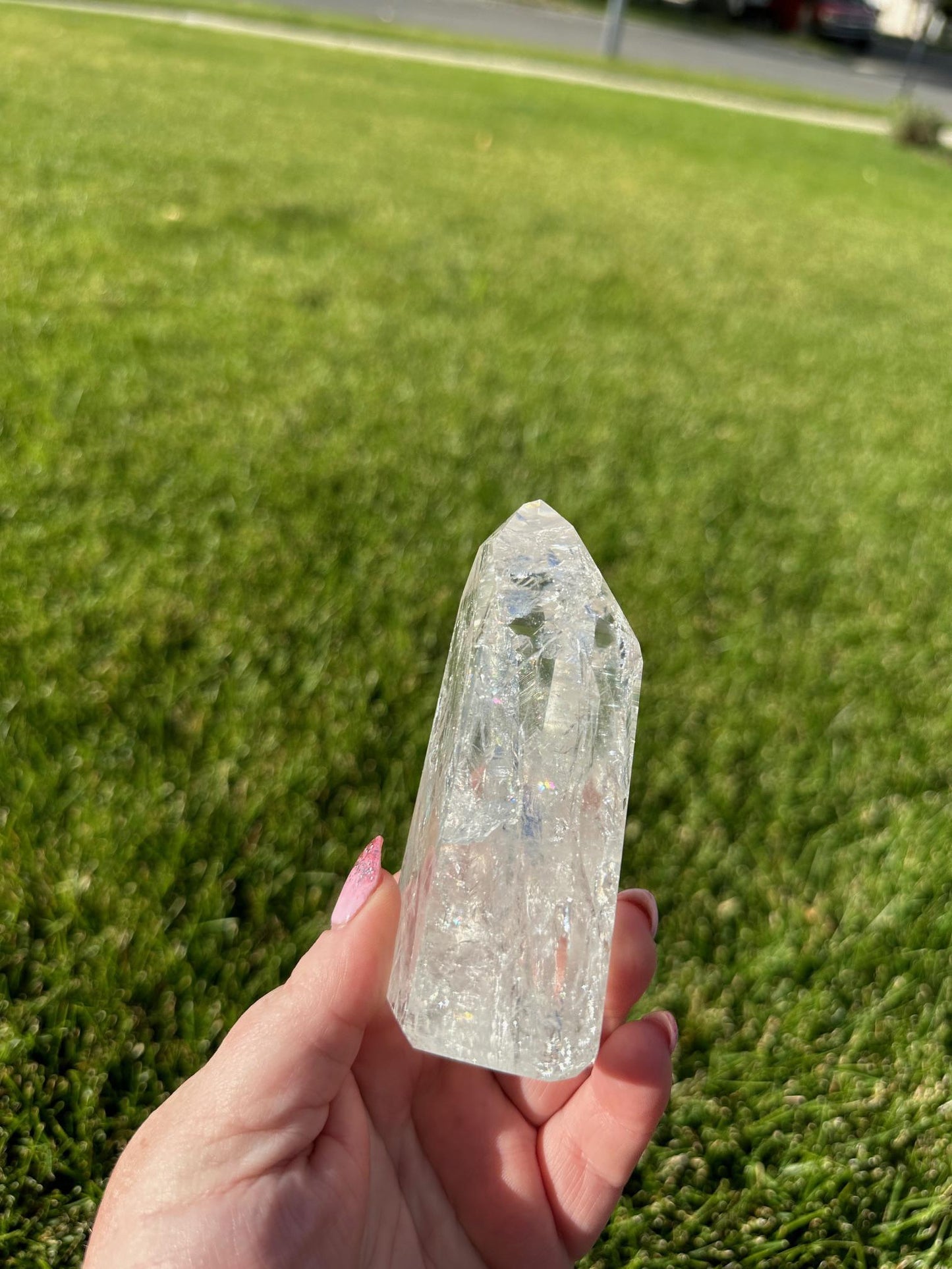 Gorgeous 4" Crackle Quartz Tower - 10oz of Light, Energy & Transformation