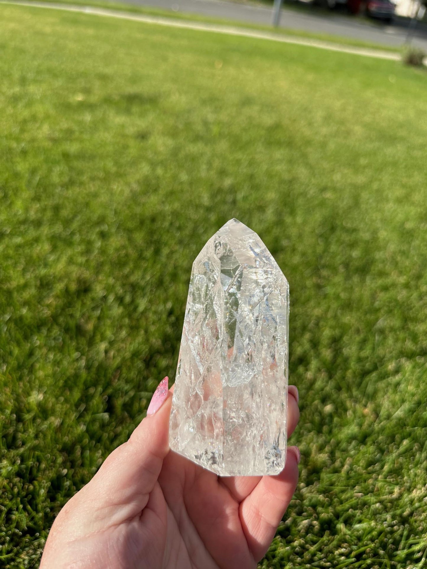 Gorgeous 4" Crackle Quartz Tower - 10oz of Light, Energy & Transformation