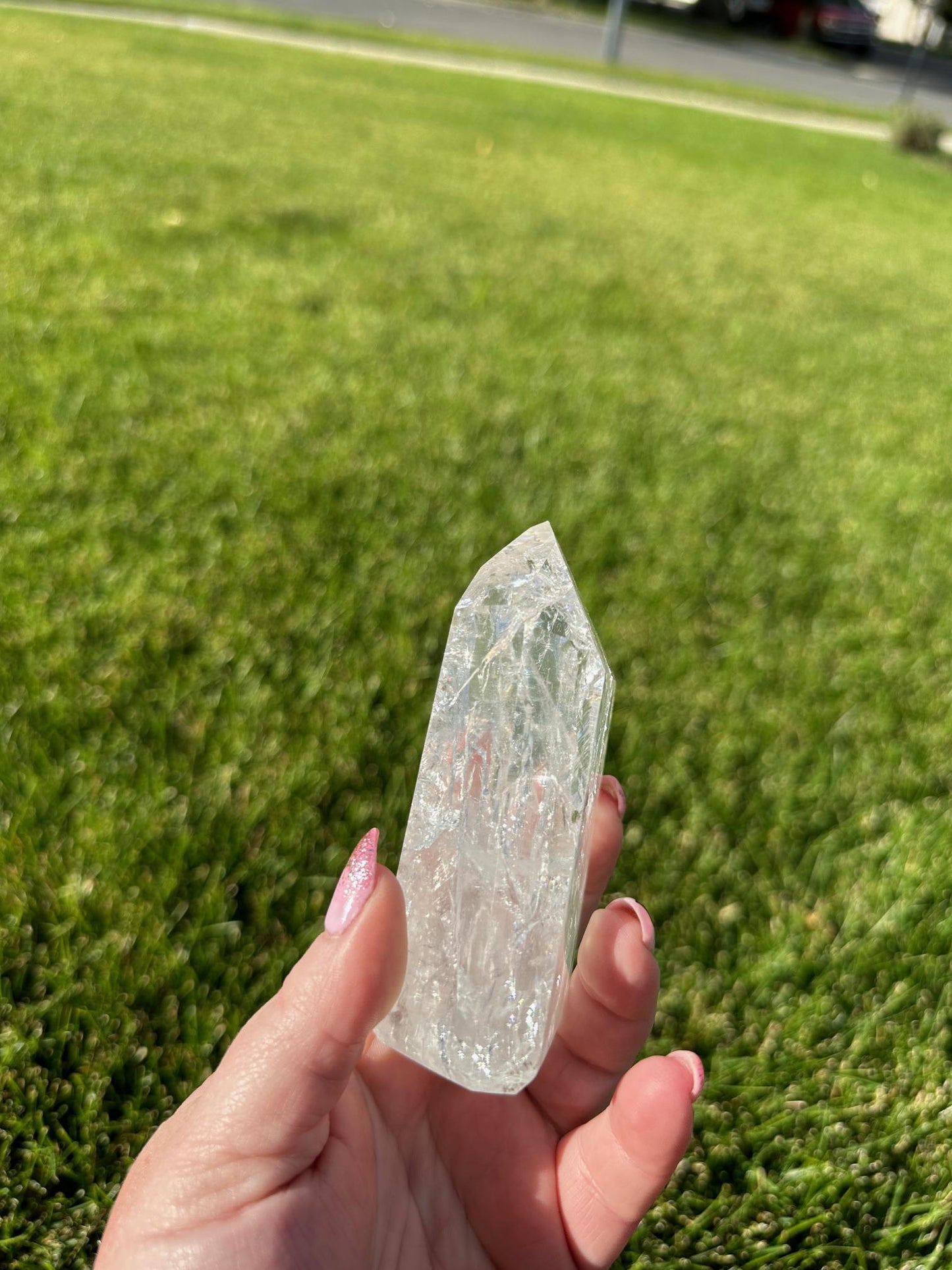 Gorgeous 4" Crackle Quartz Tower - 10oz of Light, Energy & Transformation