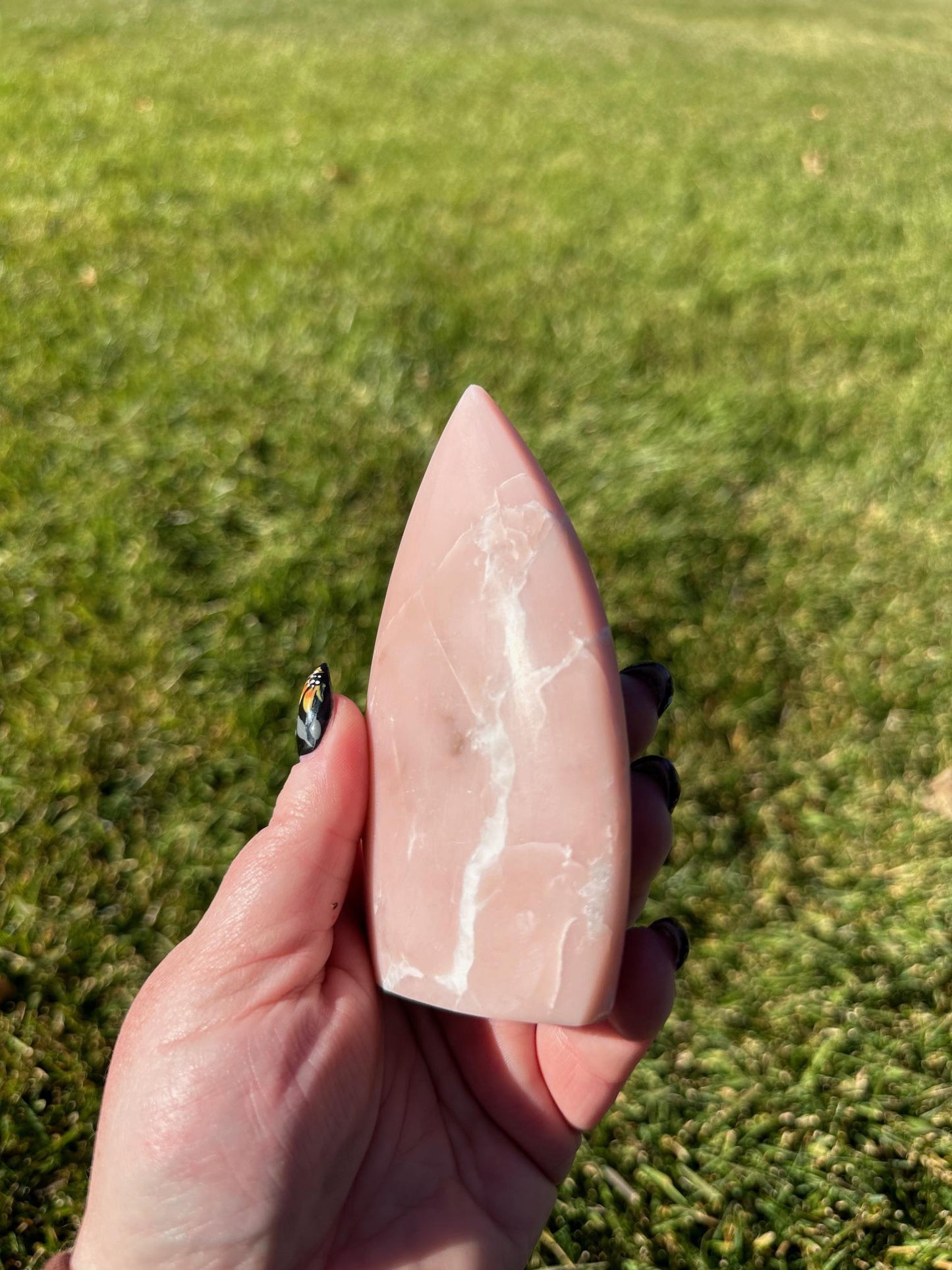 Polished Pink Opal Freeform – 4.5 Inches Tall, 9 oz – Soothing and Nurturing Crystal