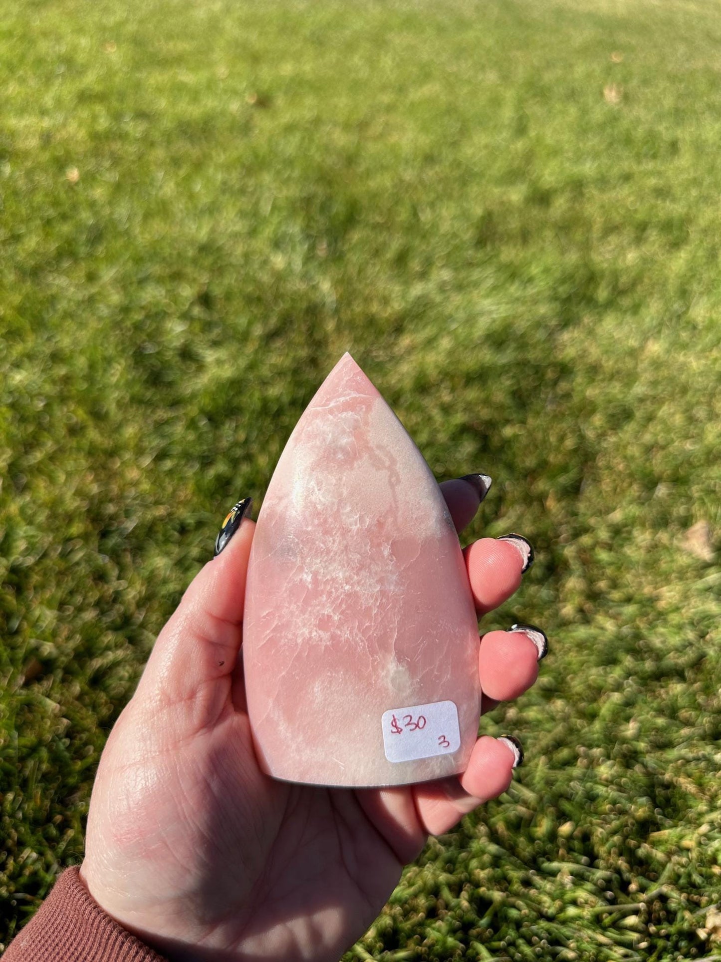 Polished Pink Opal Freeform – 4.1 Inches Tall, 10 oz – Calming and Heart-Healing Crystal