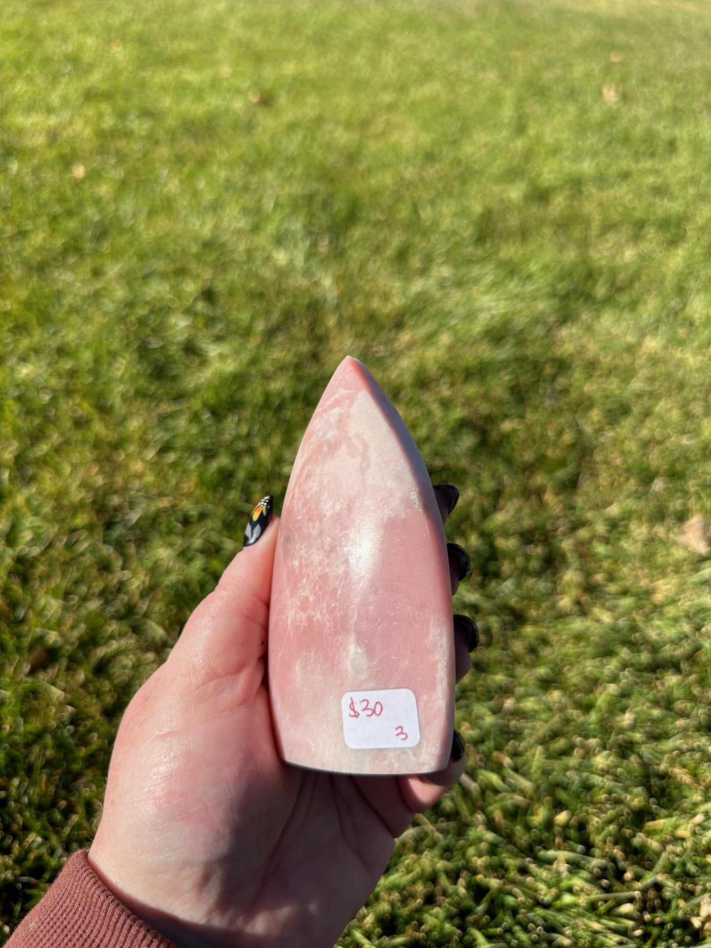 Polished Pink Opal Freeform – 4.1 Inches Tall, 10 oz – Calming and Heart-Healing Crystal