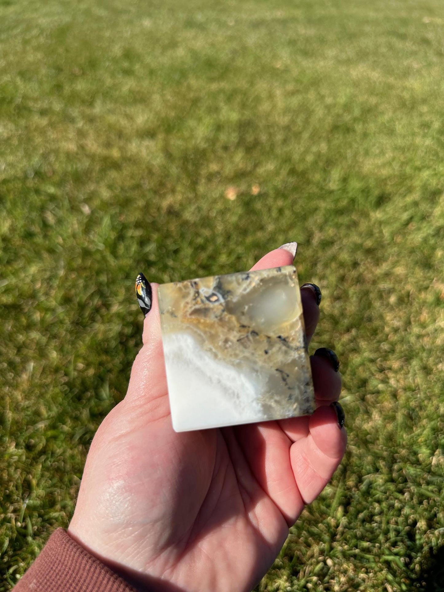 Dendritic Opal Crystal Cube – 2 Inches, 9 oz – Stone of Clarity and Growth