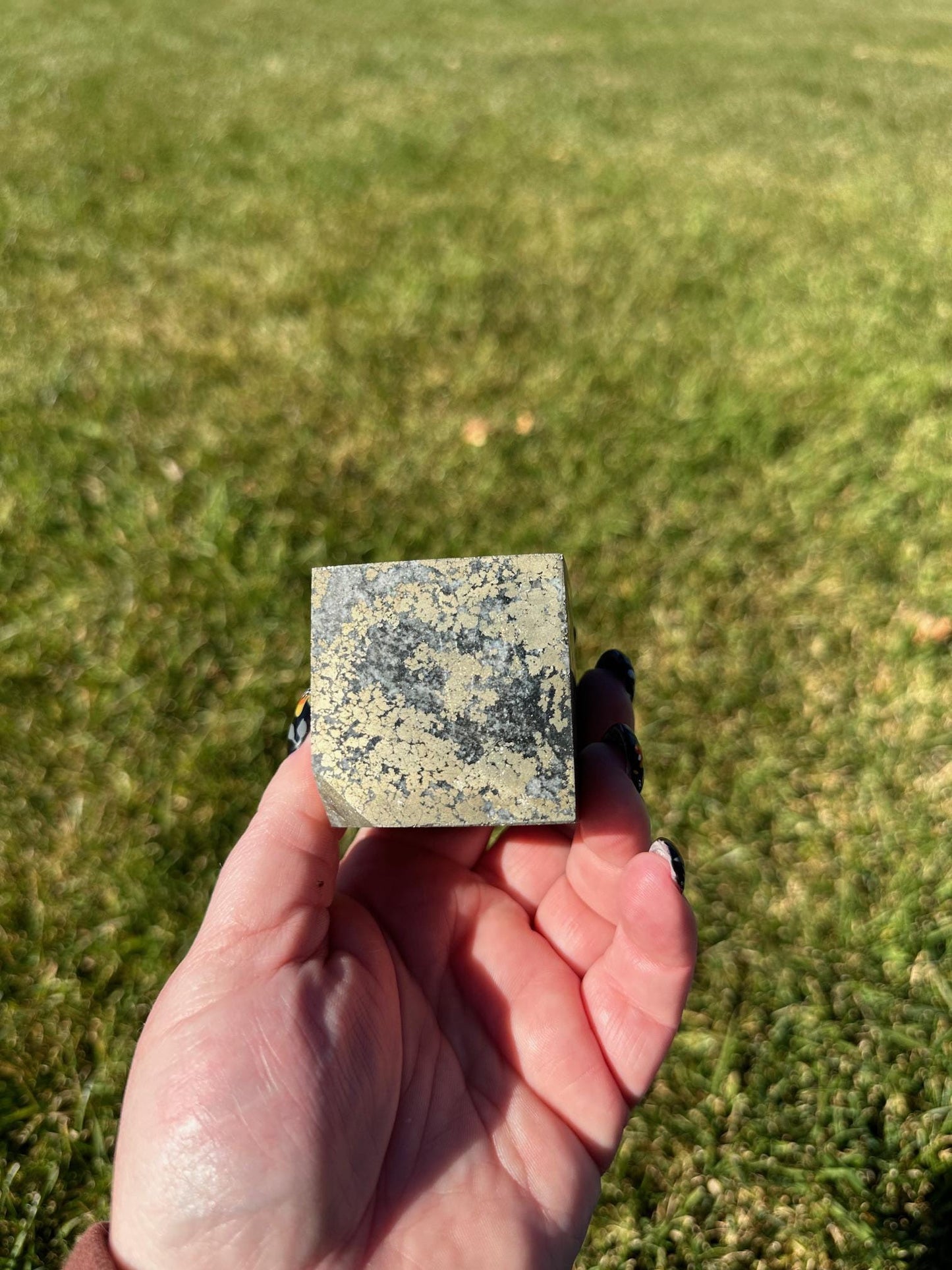 Pyrite Crystal Cube with Cut Corner – 1 lb, 1.9 Inches – Stone of Abundance and Protection