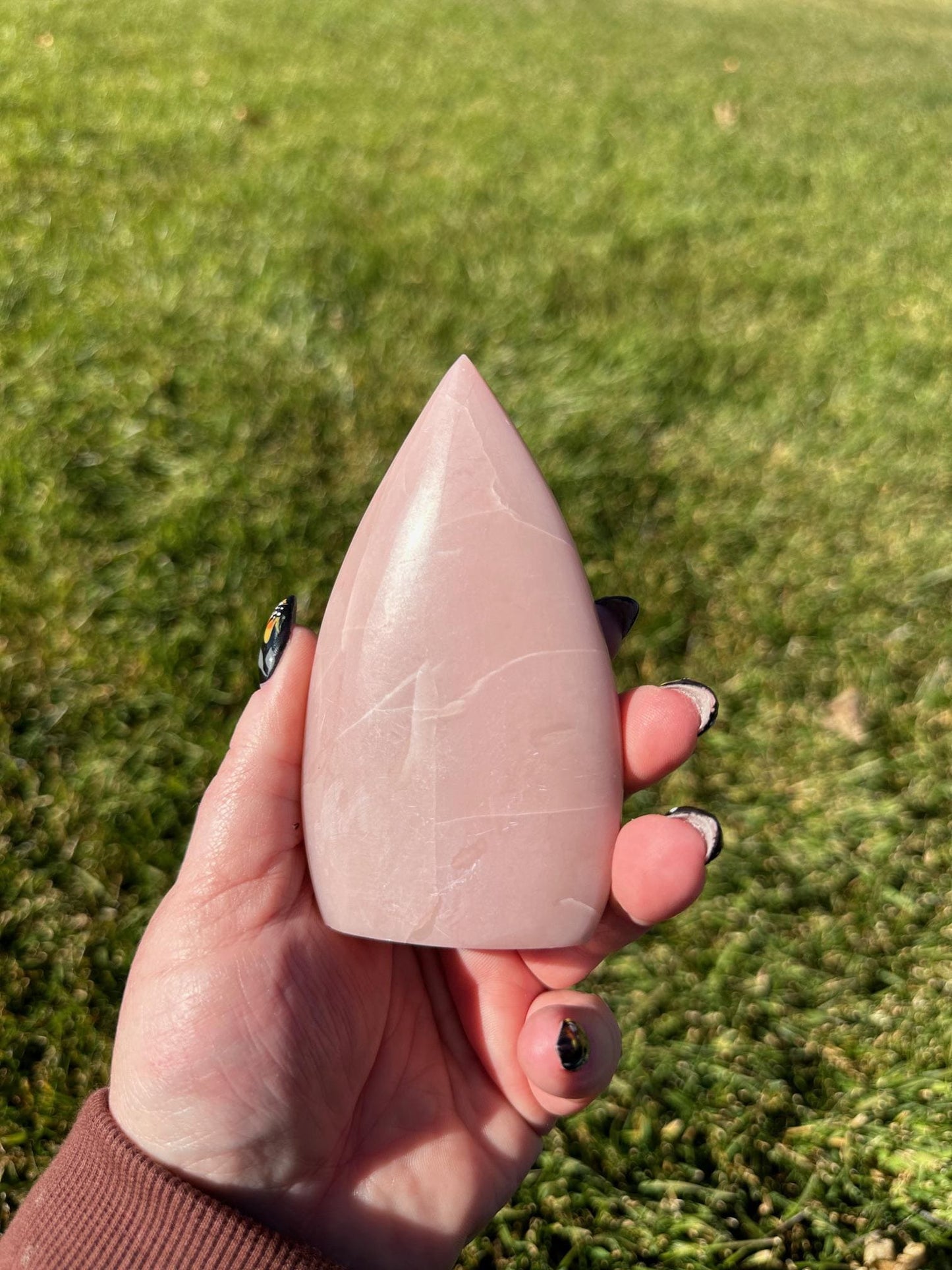 Polished Pink Opal Freeform – 4 Inches Tall, 8 oz – Soothing and Heart-Healing Crystal