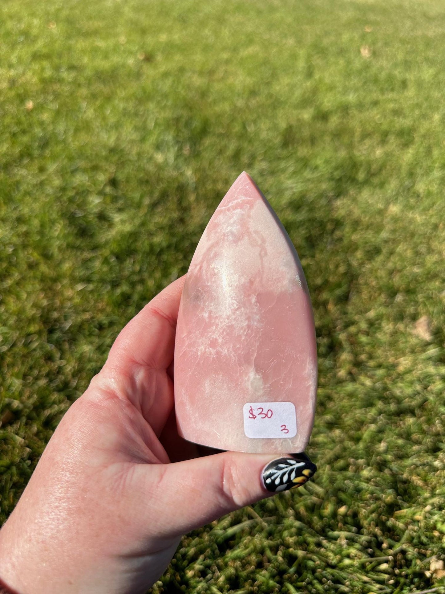 Polished Pink Opal Freeform – 4.1 Inches Tall, 10 oz – Calming and Heart-Healing Crystal