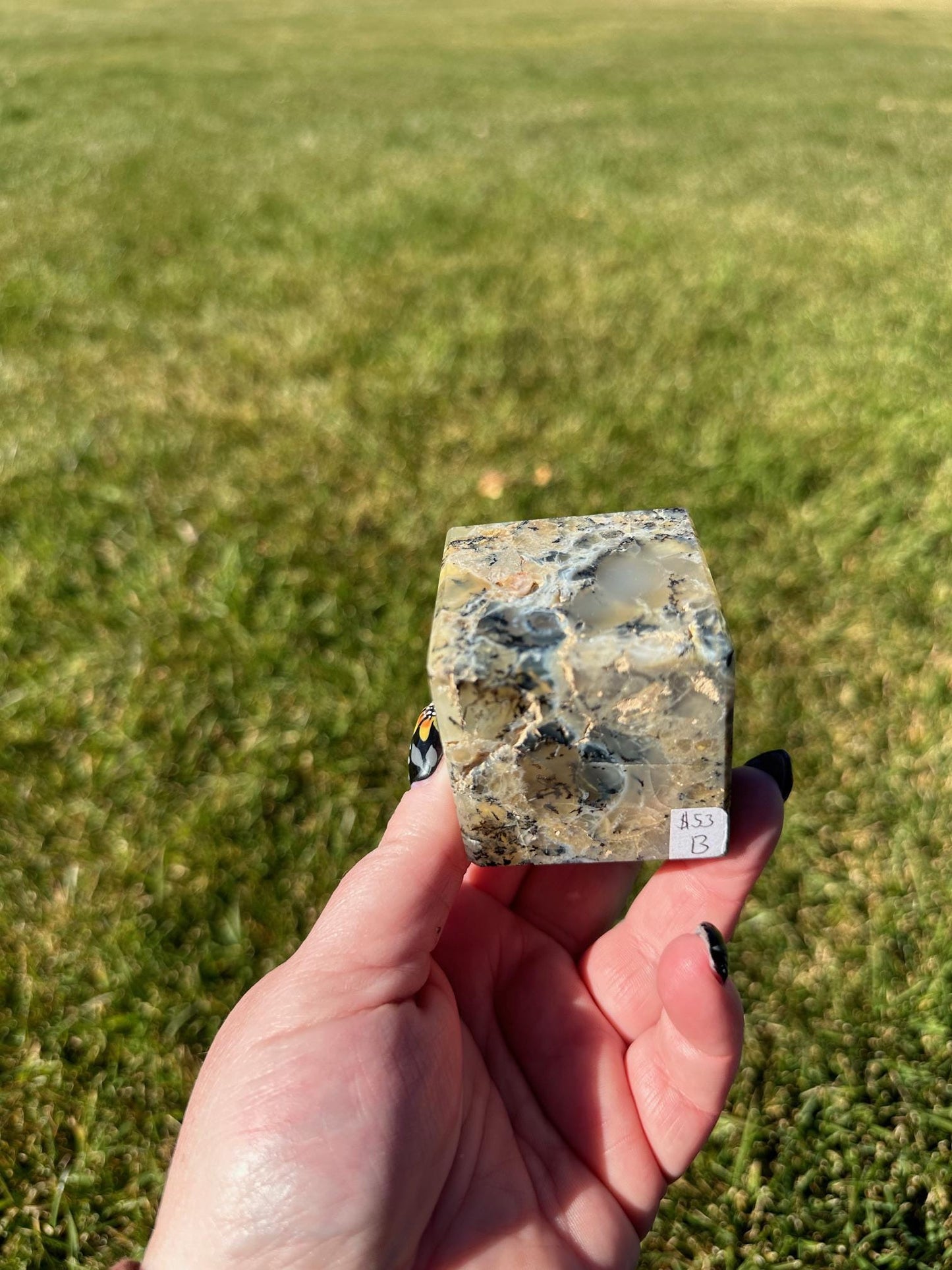 Dendritic Opal Crystal Cube – 2 Inches, 9 oz – Stone of Clarity and Growth