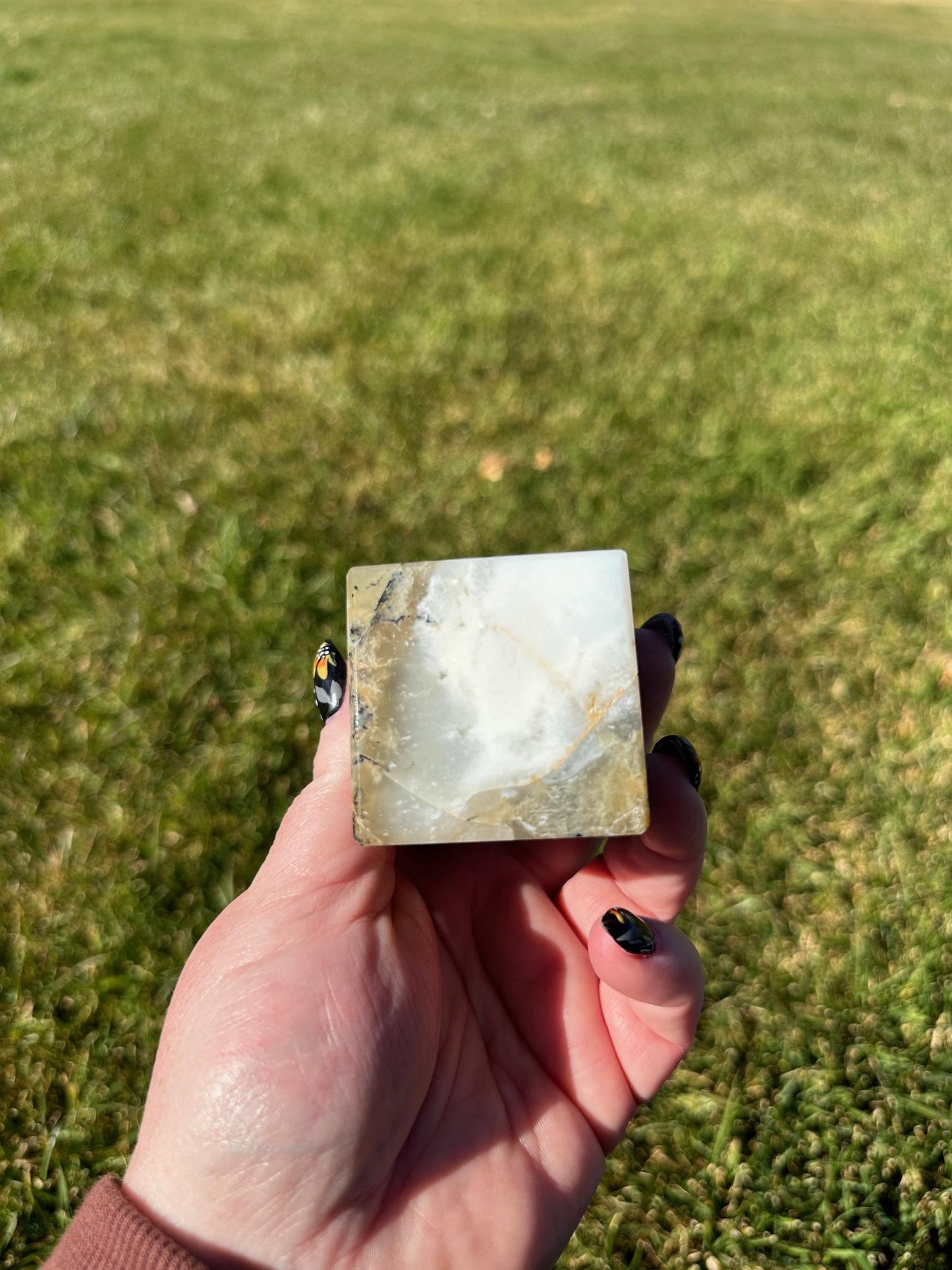 Dendritic Opal Crystal Cube – 2 Inches, 9 oz – Stone of Clarity and Growth