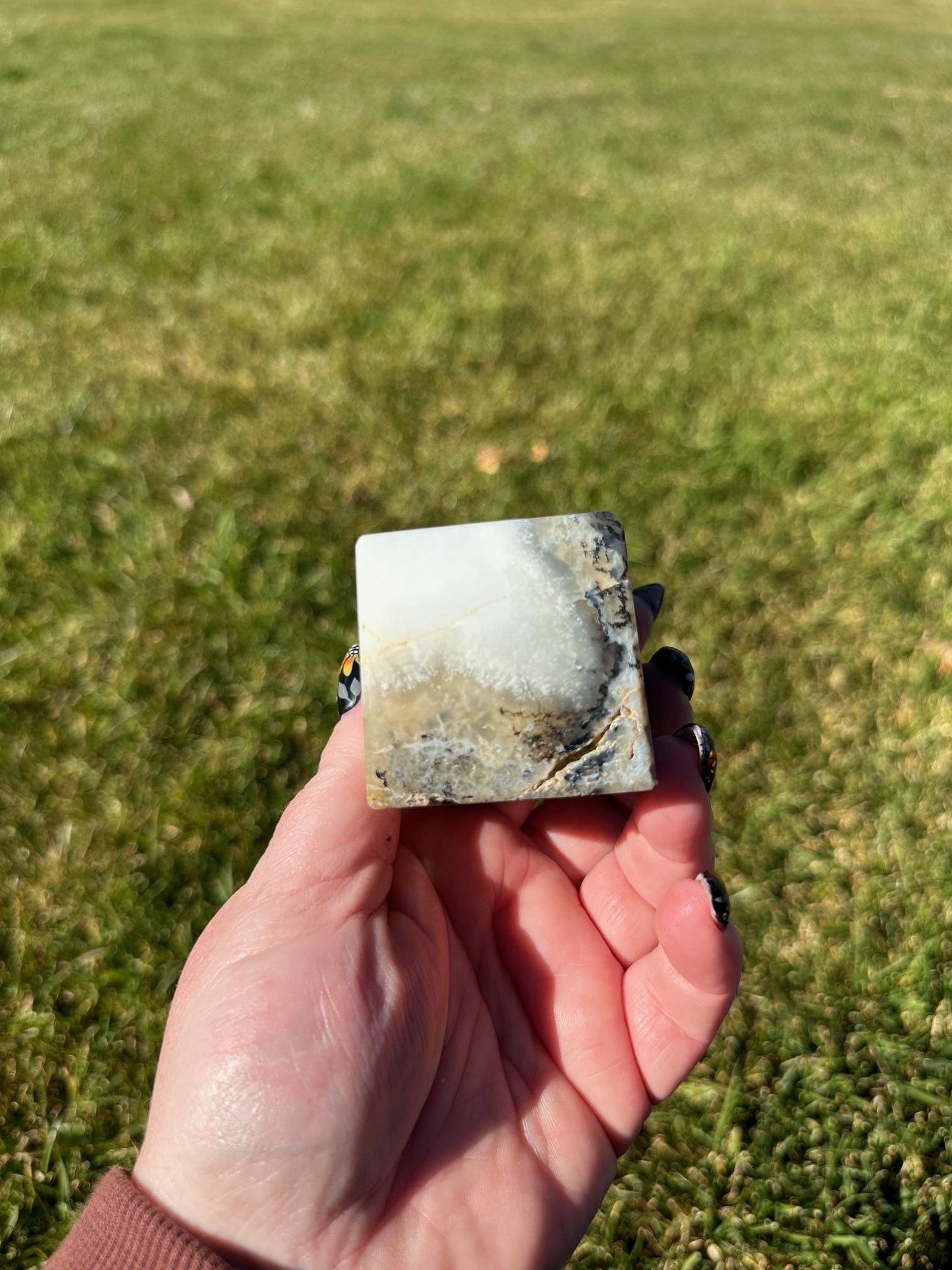 Dendritic Opal Crystal Cube – 2 Inches, 9 oz – Stone of Clarity and Growth