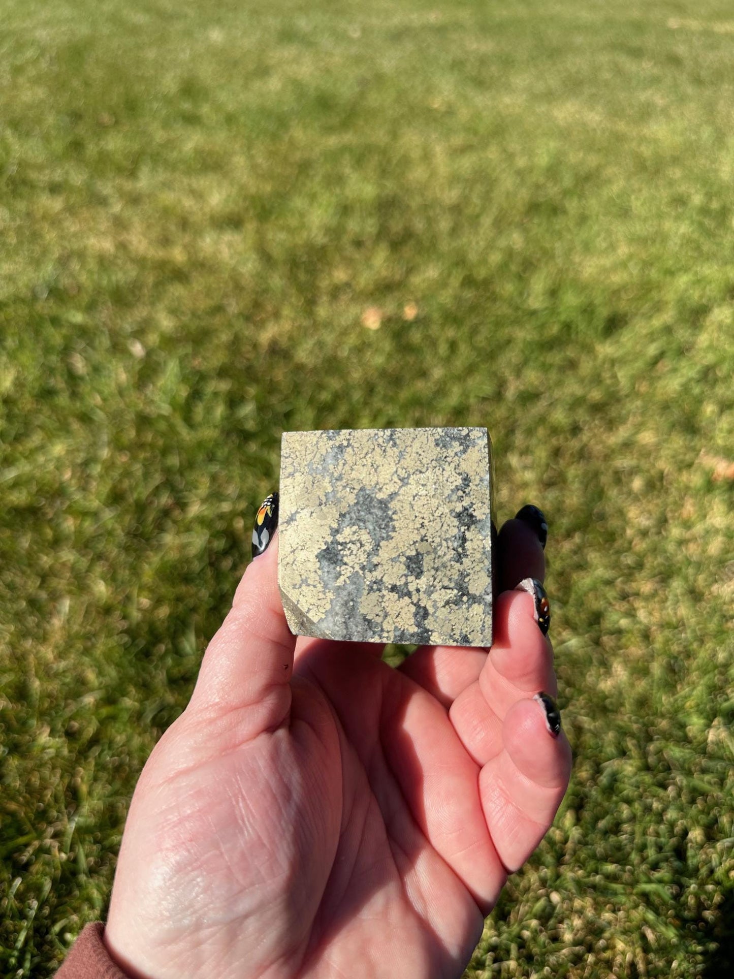 Pyrite Crystal Cube with Cut Corner – 1 lb, 1.9 Inches – Stone of Abundance and Protection